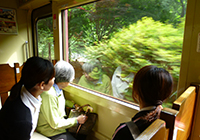 トロッコ列車に乗って　絶景に感激！