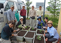 16日　「土のめぐみ」の皆さま　ゴーヤの土づくり